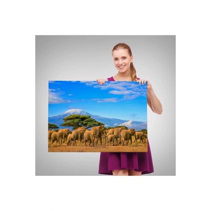 Fil Sürüsü Dekoratif Kanvas Tablo 1143