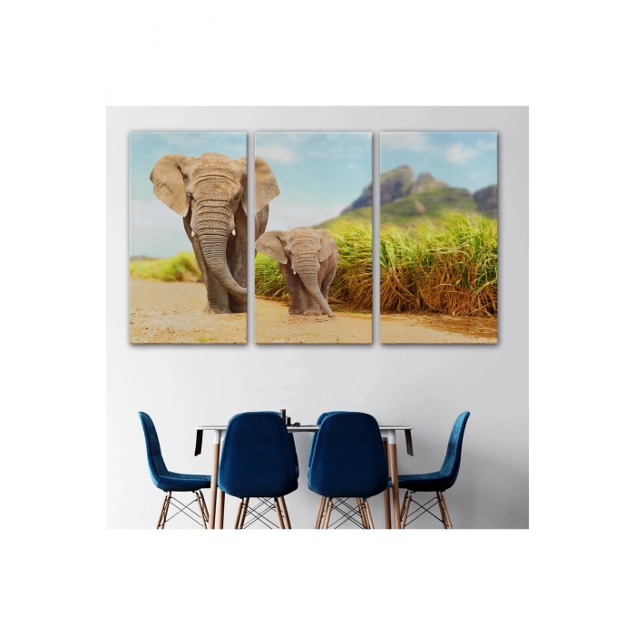 Fil ve Yavrusu Dekoratif Kanvas Tablo 1144