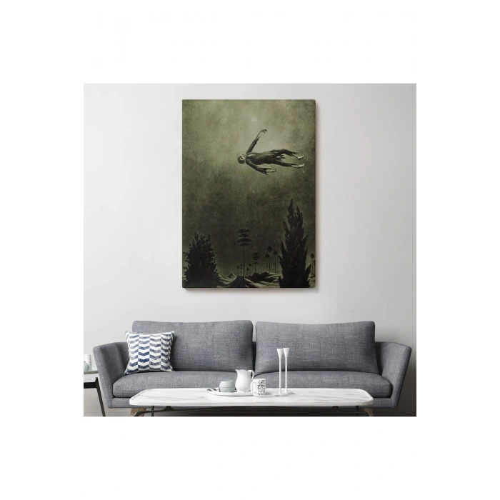 Franz Sedlacek Ağaçlar Üstündeki Hayalet Duvar Tablosu  Witches Halloween -6381