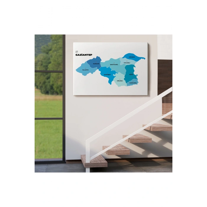 Gaziantep  İli ve İlçeler Haritası  Dekoratif Kanvas Tablo 1344