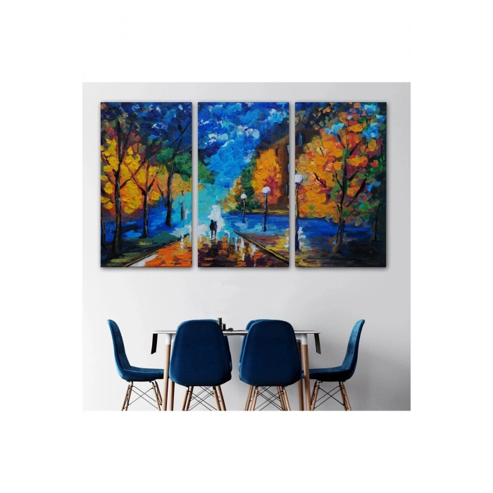 Gece Sokakta Yürüyen Sevgililer, Kanvas Duvar Tablosu-1184