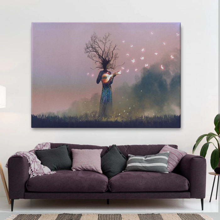 Geceyarısı Ud Çalan Kadın Kanvas Tablo-3593