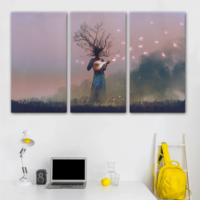 Geceyarısı Ud Çalan Kadın Kanvas Tablo-3593