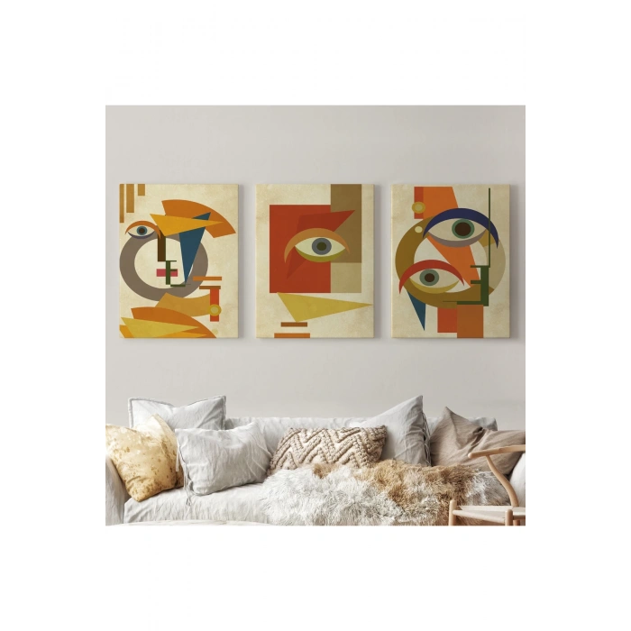 Gizemli Kadınlar Soyut Dekoratif Duvar Tablosu Üçlü Set-DS-95