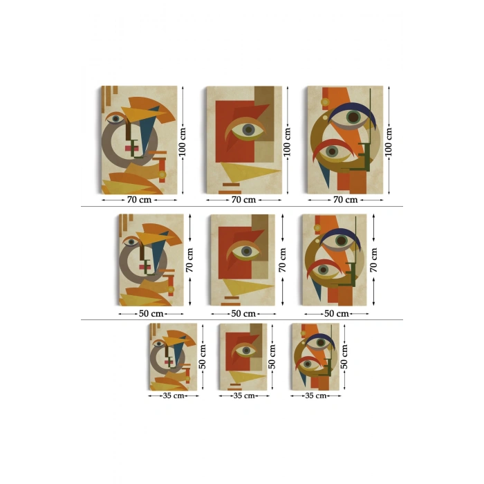 Gizemli Kadınlar Soyut Dekoratif Duvar Tablosu Üçlü Set-DS-95