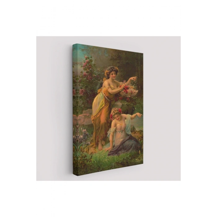 Göl kenarındaki Çiçekli Kadın Dekoratif Duvar Tablosu-6248