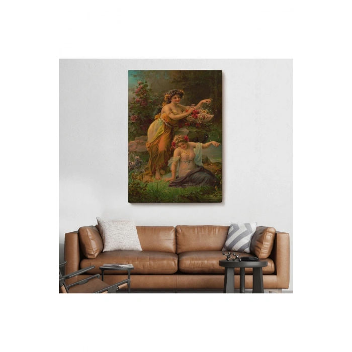 Göl kenarındaki Çiçekli Kadın Dekoratif Duvar Tablosu-6248