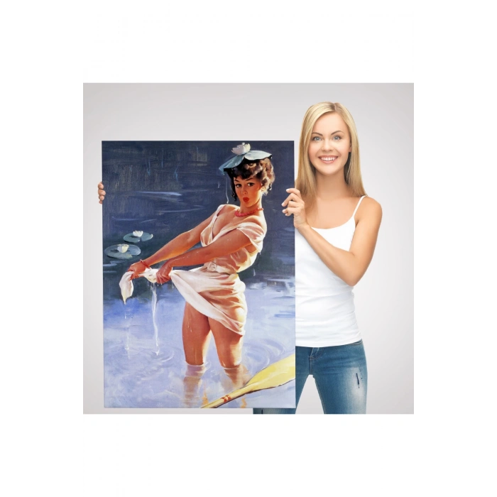 Göldeki İslanmış Sexi Kadın Duvar Tablosu-6455