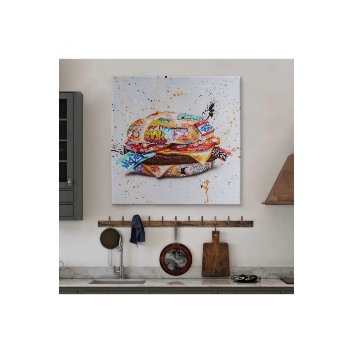 Hamburger Graffiti Kanvas Tablo, Banksy Sokak Graffiti Tablo-5344