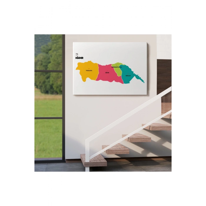 Iğdır  İli ve İlçeler Haritası  Dekoratif Kanvas Tablo 1357