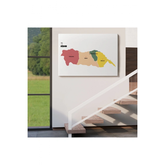 Iğdır  İli ve İlçeler Haritası  Dekoratif Kanvas Tablo 1358