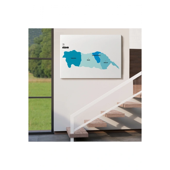Iğdır  İli ve İlçeler Haritası  Dekoratif Kanvas Tablo 1359