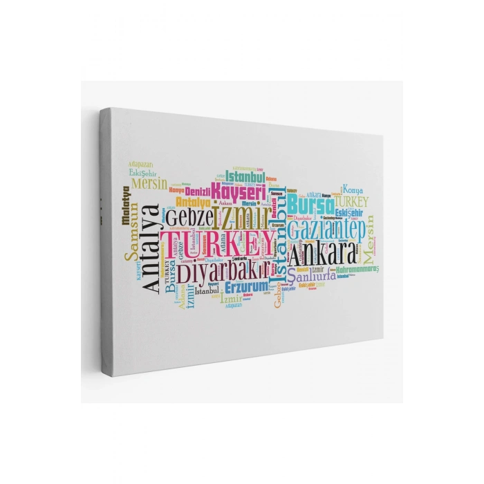 İller İsimli Dekoratif Kanvas Tablo 1003