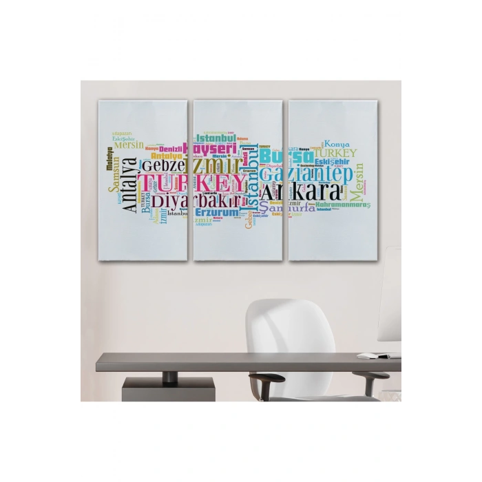 İller İsimli Dekoratif Kanvas Tablo 1003