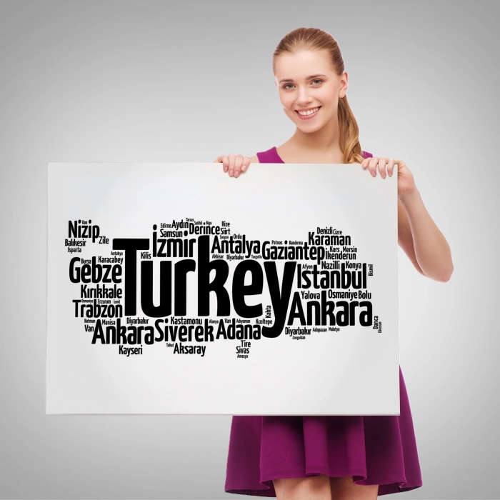 İller İsimli Dekoratif Kanvas Tablo 1018