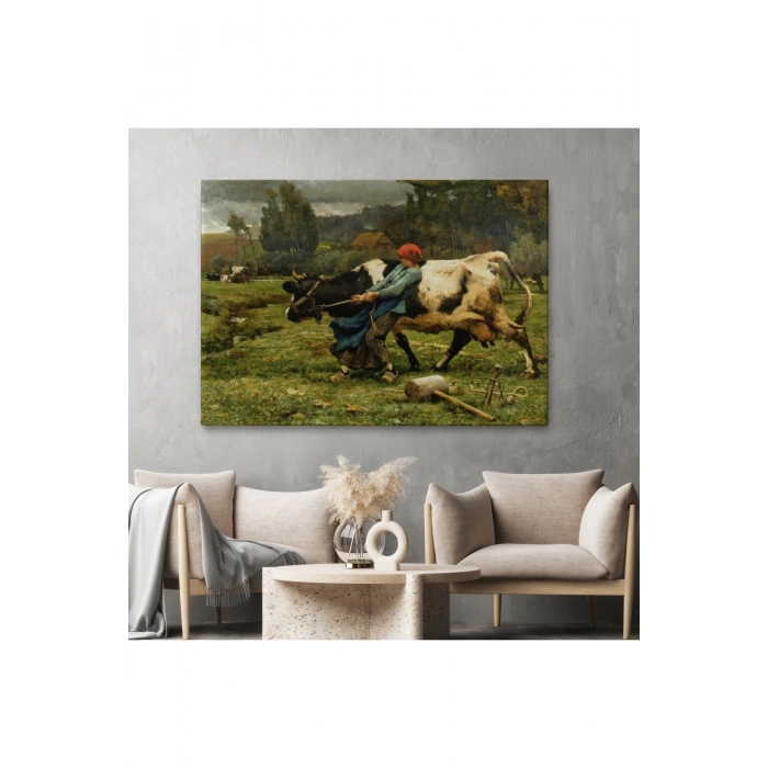 İneği  Çeken Köylü Kızı Duvar Tablosu-6522