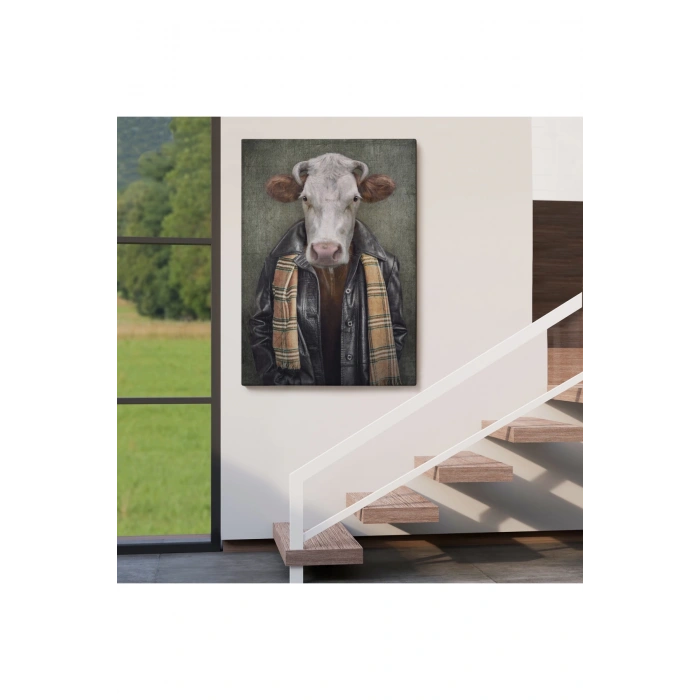 İnek Kafalı İnsan Kanvas Tablo-4997