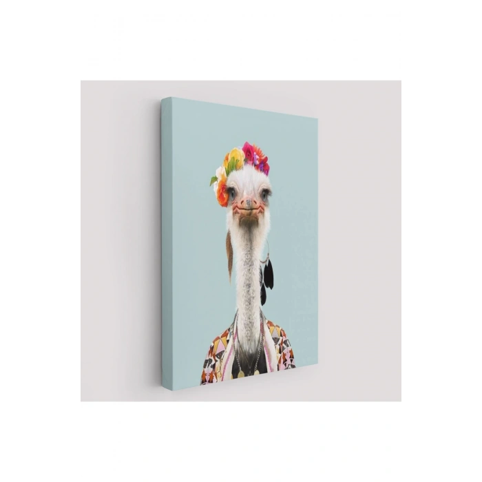 İnsan Kıyafetli Deve Kuşu Dekoratif Duvar Tablosu -6286