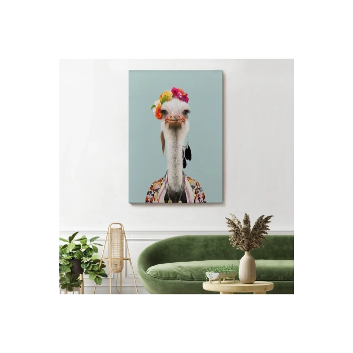 İnsan Kıyafetli Deve Kuşu Dekoratif Duvar Tablosu -6286