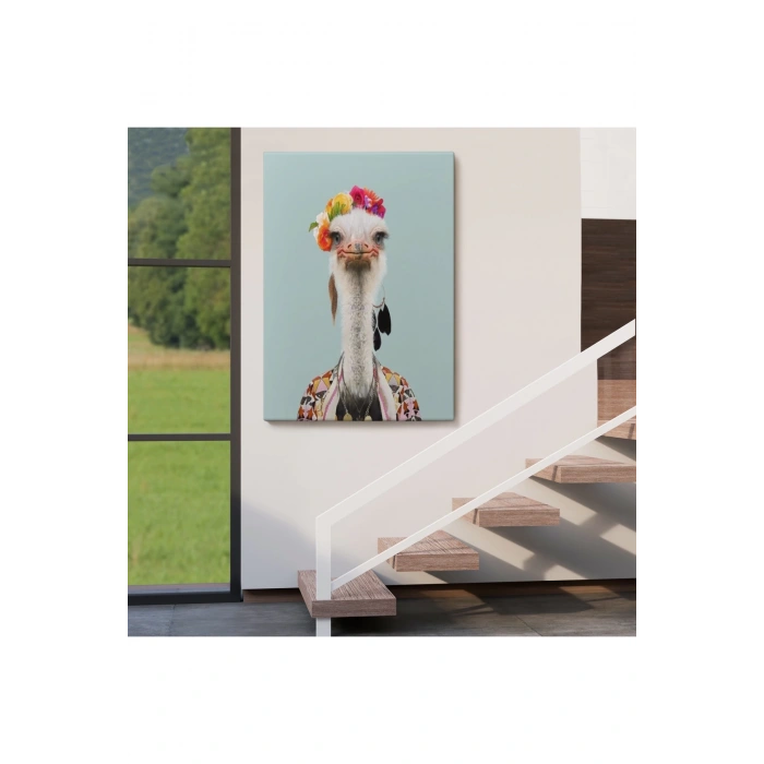 İnsan Kıyafetli Deve Kuşu Dekoratif Duvar Tablosu -6286