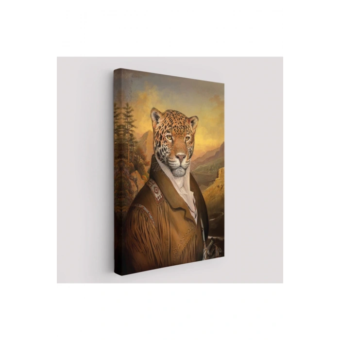 İnsan Kıyafetli Jaguar Dekoratif Duvar Tablosu-6331