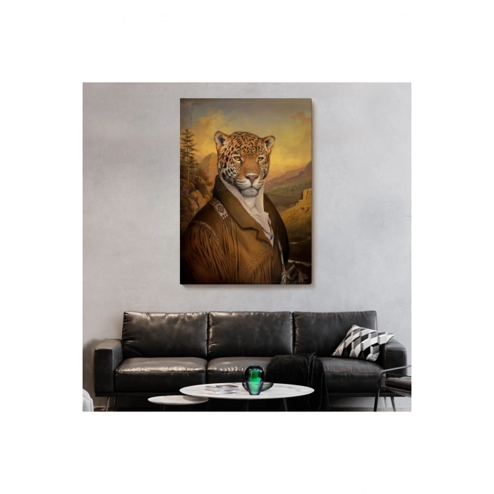 İnsan Kıyafetli Jaguar Dekoratif Duvar Tablosu-6331