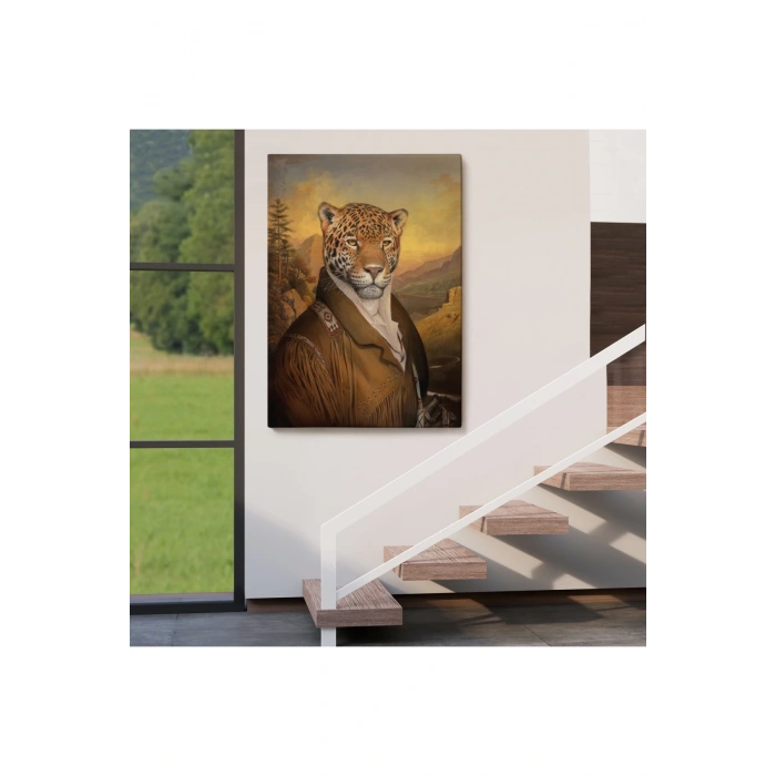 İnsan Kıyafetli Jaguar Dekoratif Duvar Tablosu-6331
