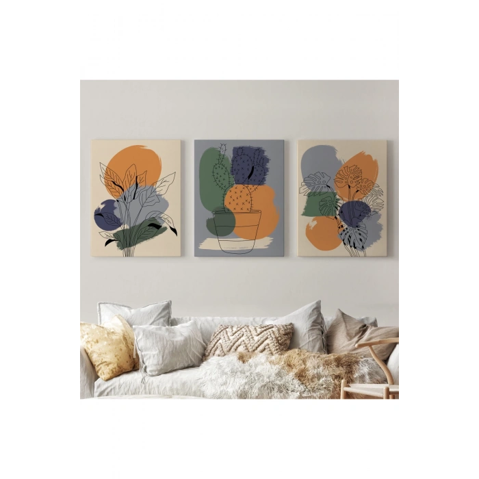 İskandinav Tarzı Bohem Minimal 3 lü Tablo Seti-AF-6
