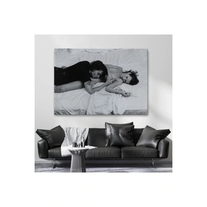 Johnny Depp ve Kate Moss Duvar Tablosu, Siyah Beyaz-6525