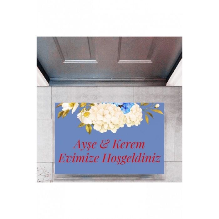 Kapı Önü Paspası Dekoratif Dijital Baskı Evimize Hoşgeldiniz P-2455