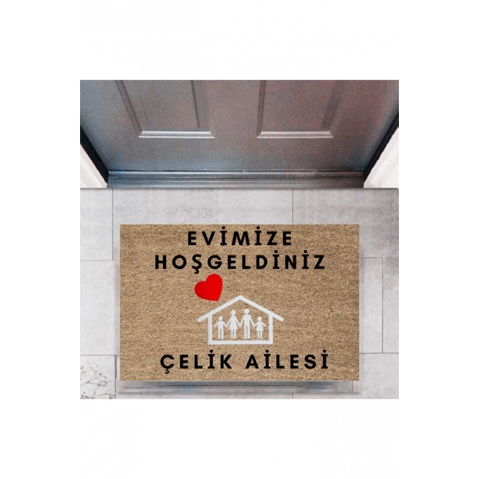 Kapı Önü Paspası Dekoratif Dijital Baskı Evimize Hoşgeldiniz P-2465