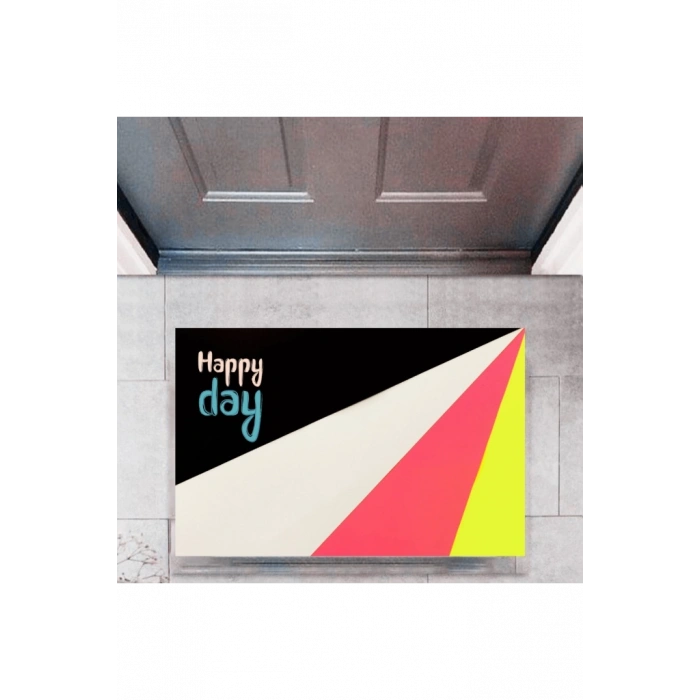 Kapı Önü Paspası Dekoratif Dijital Baskı Happy Day P-2322