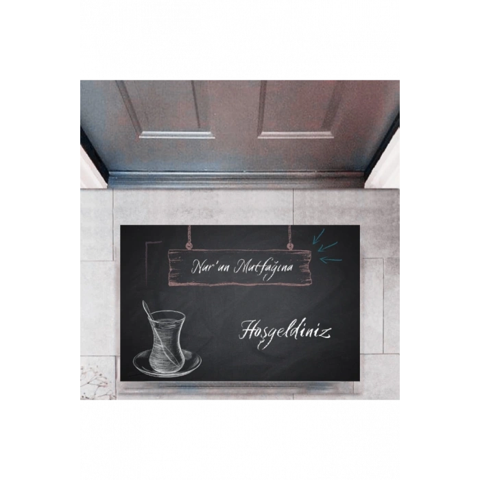 Kapı Önü Paspası Dekoratif Dijital Baskı Mutfağıma Hoşgeldiniz P-2456