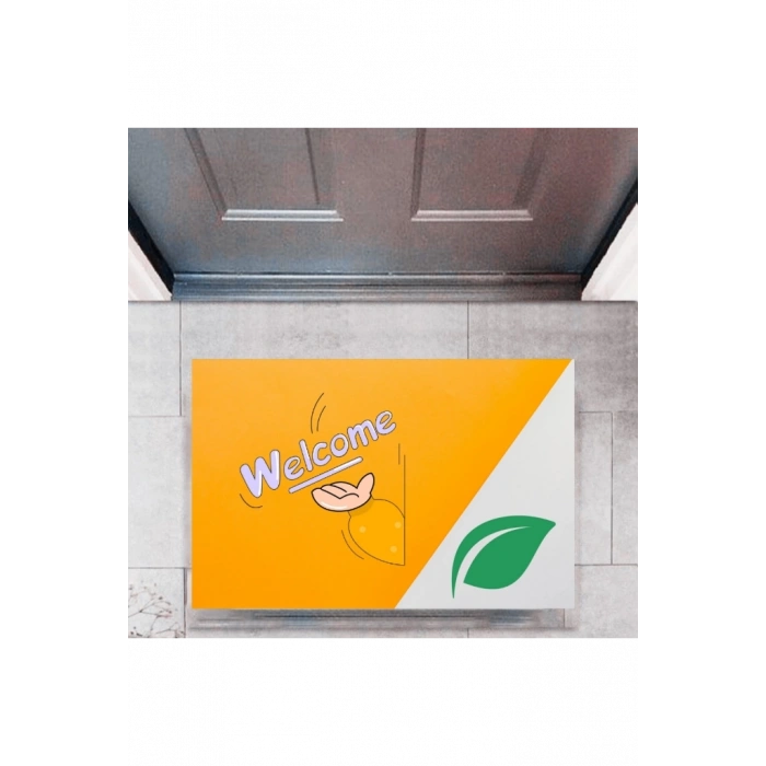 Kapı Önü Paspası Dekoratif Dijital Baskı Welcome P-2345