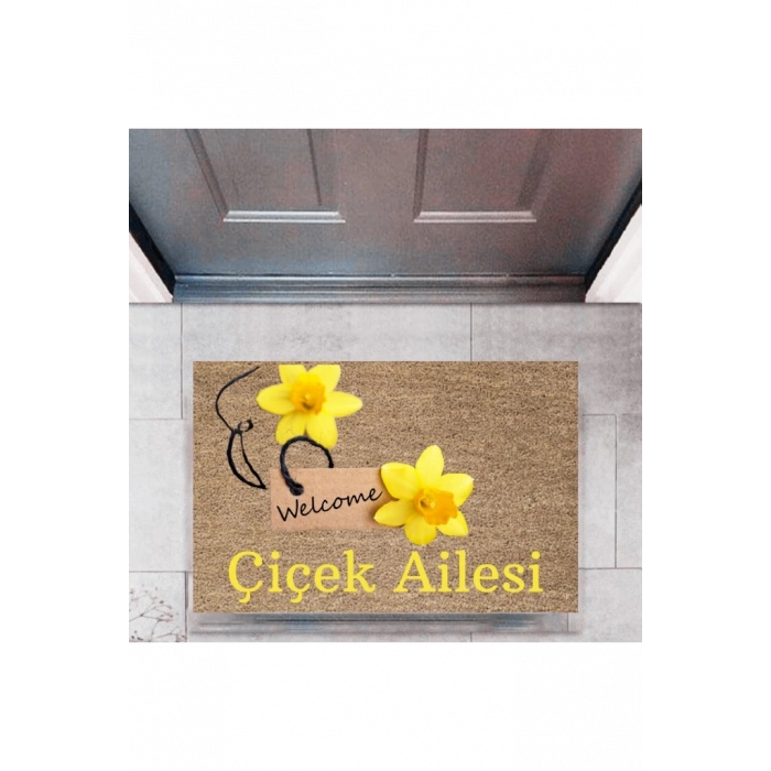 Kapı Önü Paspası Dekoratif Dijital Baskı Welcome P-2462