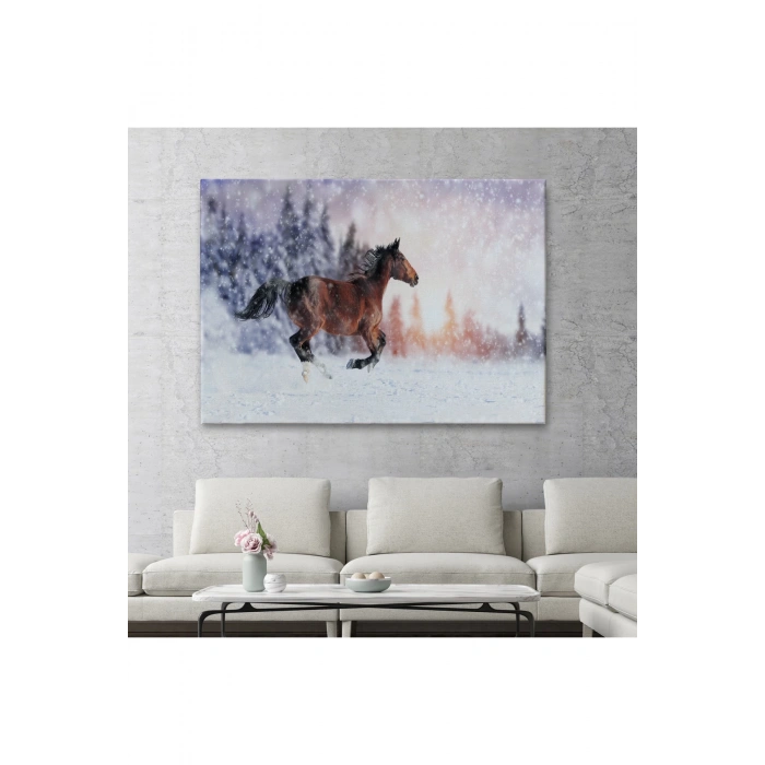 Karda Koşan At Dekoratif Kanvas Tablo 1133