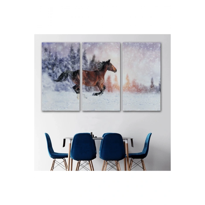Karda Koşan At Dekoratif Kanvas Tablo 1133