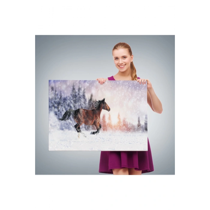 Karda Koşan At Dekoratif Kanvas Tablo 1133