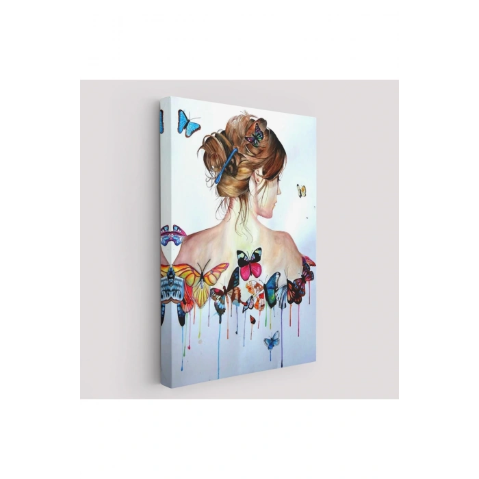 Kelebek Detaylı Güzel Kadın Tablosu-6330