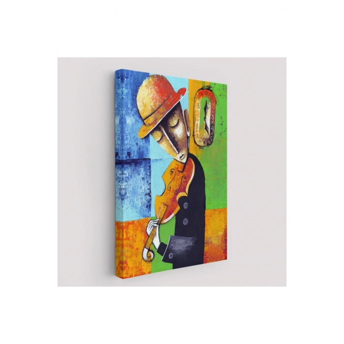 Keman Çalan Müzisyen Sürreal Adam Duvar Tablo-6447