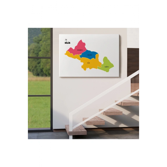 Kilis İli ve İlçeler Haritası  Dekoratif Kanvas Tablo 1388