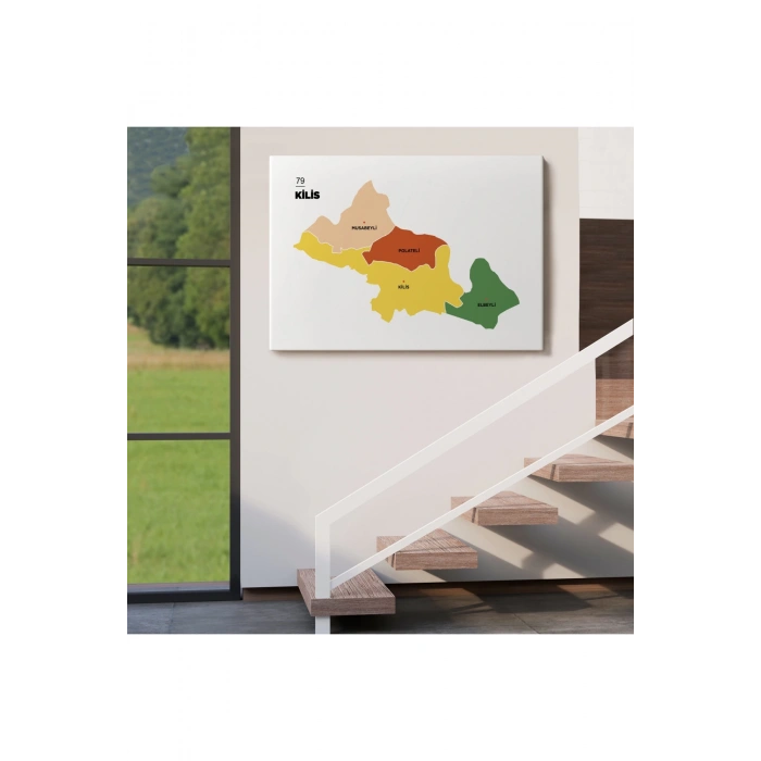 Kilis İli ve İlçeler Haritası  Dekoratif Kanvas Tablo 1389
