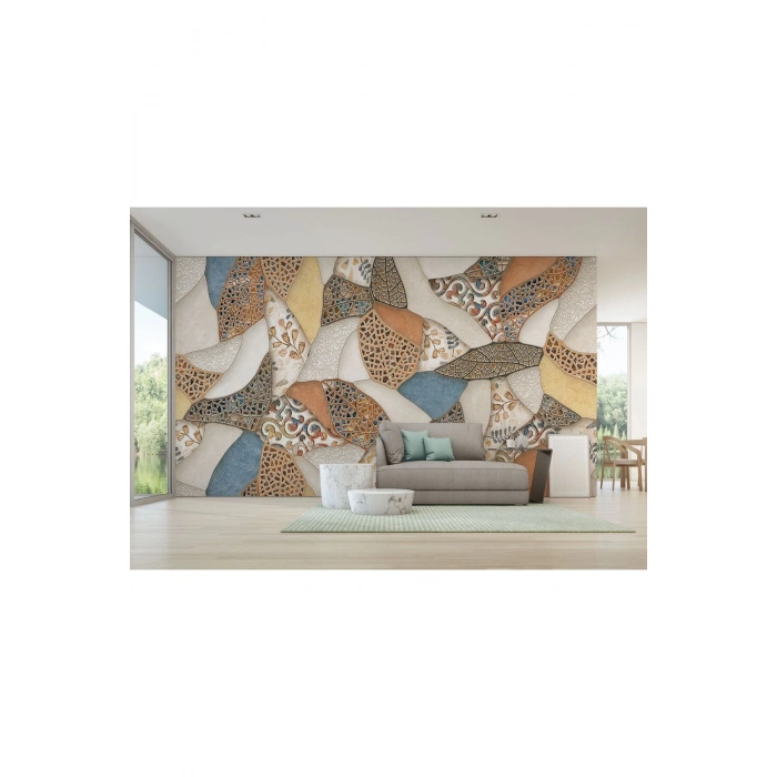 Kırık Mermer Parçaları Desenli Duvar Kağıdı-5765