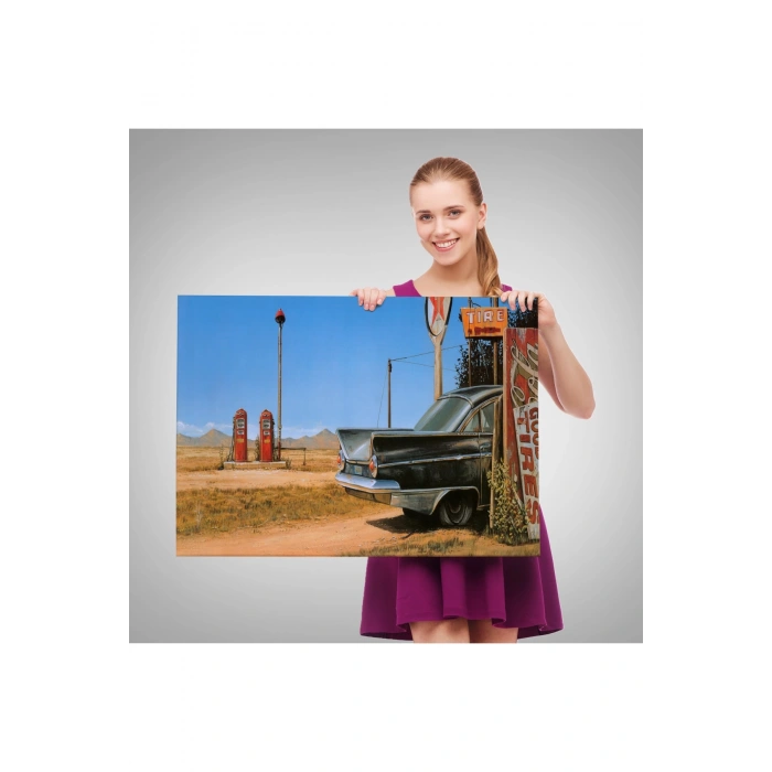 Kırmızı Klasik Araba Tablosu-6608