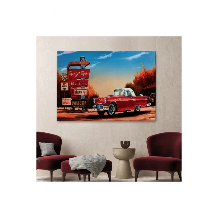 Kırmızı Klasik Araba Tablosu-6611