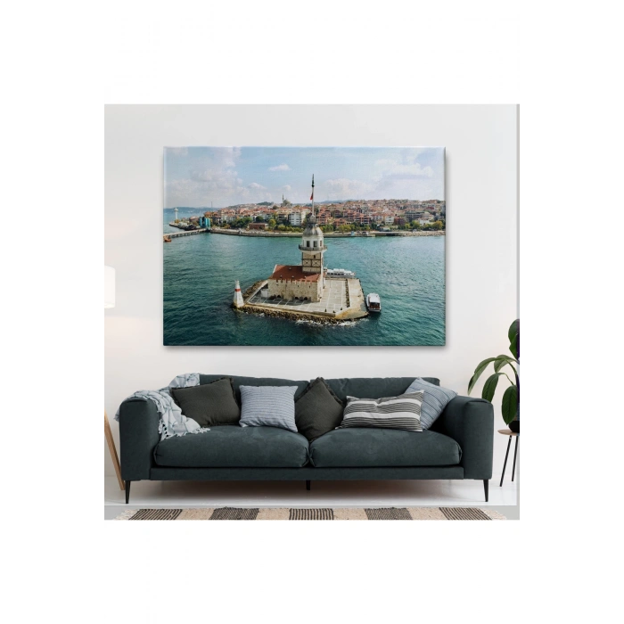 Kızkulesi ve Üsküdar Kuşbakışı Manzarası Dekoratif Kanvas Tablo-6509