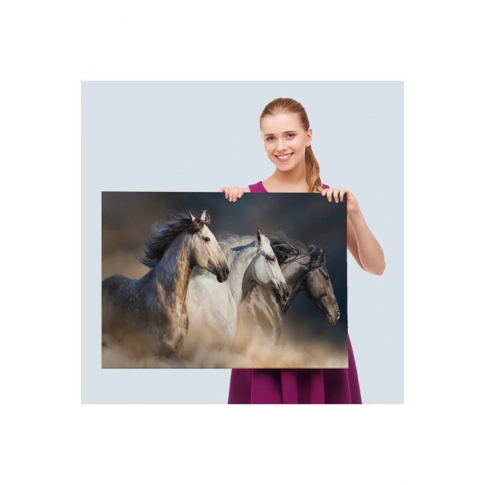 Koşan Atlar Dekoratif Kanvas Tablo -1129