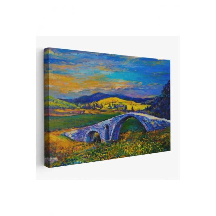 Köy Taşköprüsü Günbatımı Manzarası Duvar Tablosu-1202