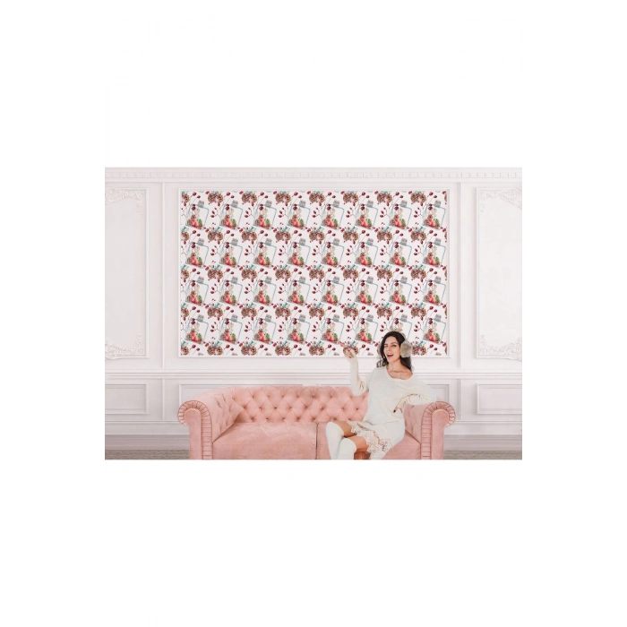 Kuşburnu Ağacı, Renkli Canlı Çiçekler Arka Plan Desenli Dekoratif Duvar Kağıdı-5590