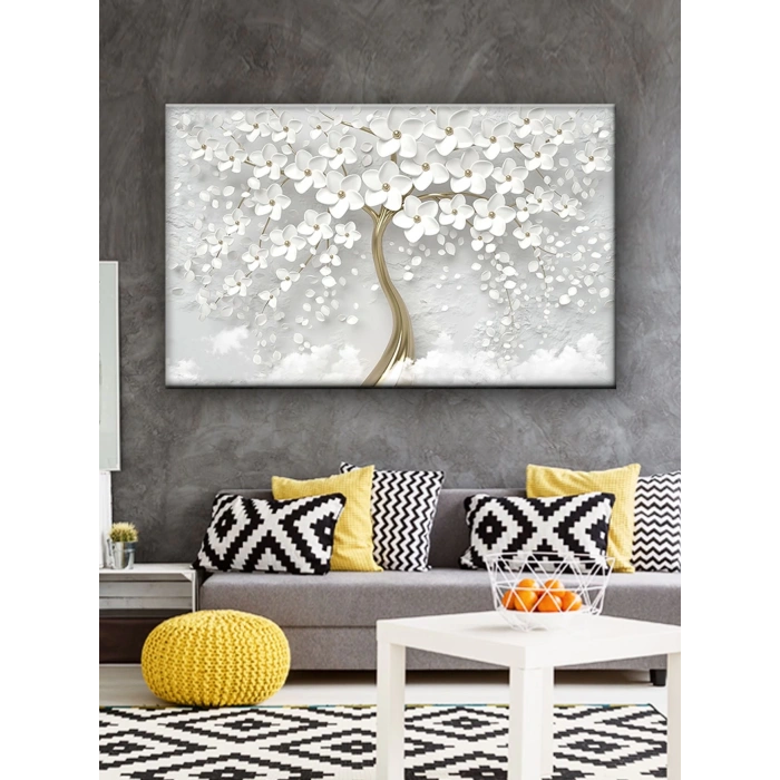 Led Işıklı 3d Dekoratif Gold Çiçek Tablo